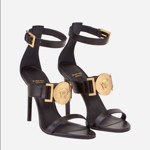 Versace Black Gold Medallion Sandals